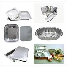 Recyclable Aluminium Foil Containers Two Divisions For Takeaway Food 0.07mm