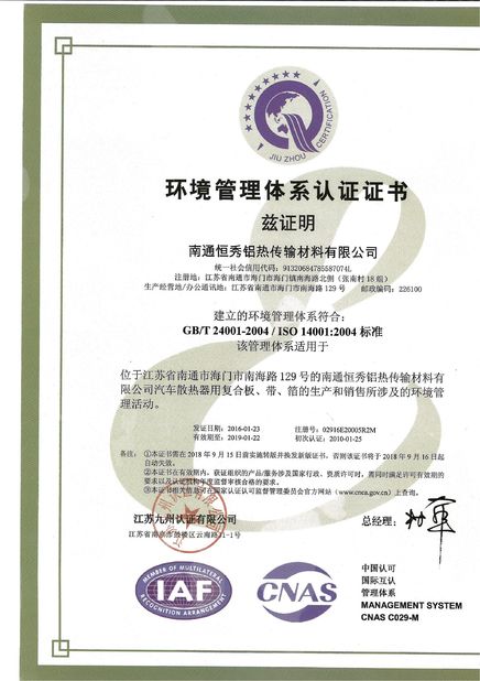 China Trumony Aluminum Limited Certification
